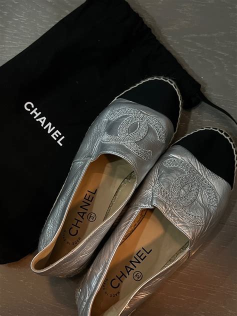 chanel espadrilles silver and black|chanel espadrilles buy online.